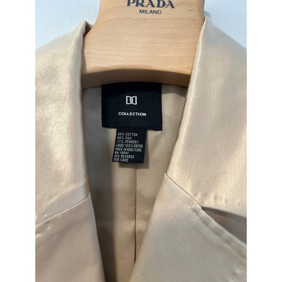 Doncaster DD Collection Silk & Cotton Gold Metallic Blazer Jacket Size 14 SG - Picture 6 of 10